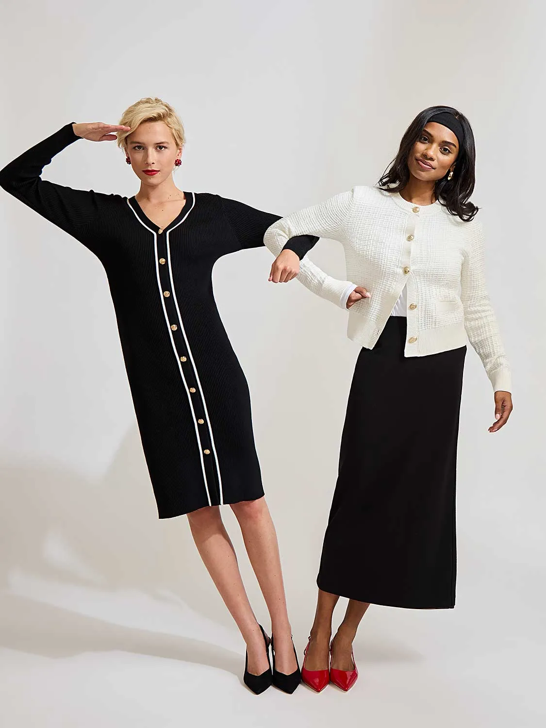 Contrast Piping Midi Sweater Dress easy care