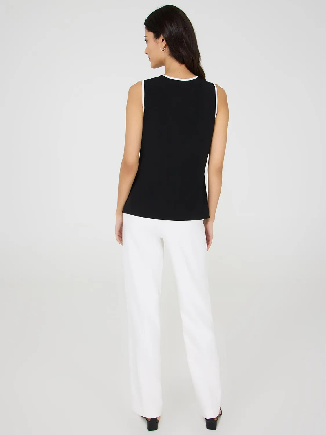 Contrast Piping Sleeveless Top hot days
