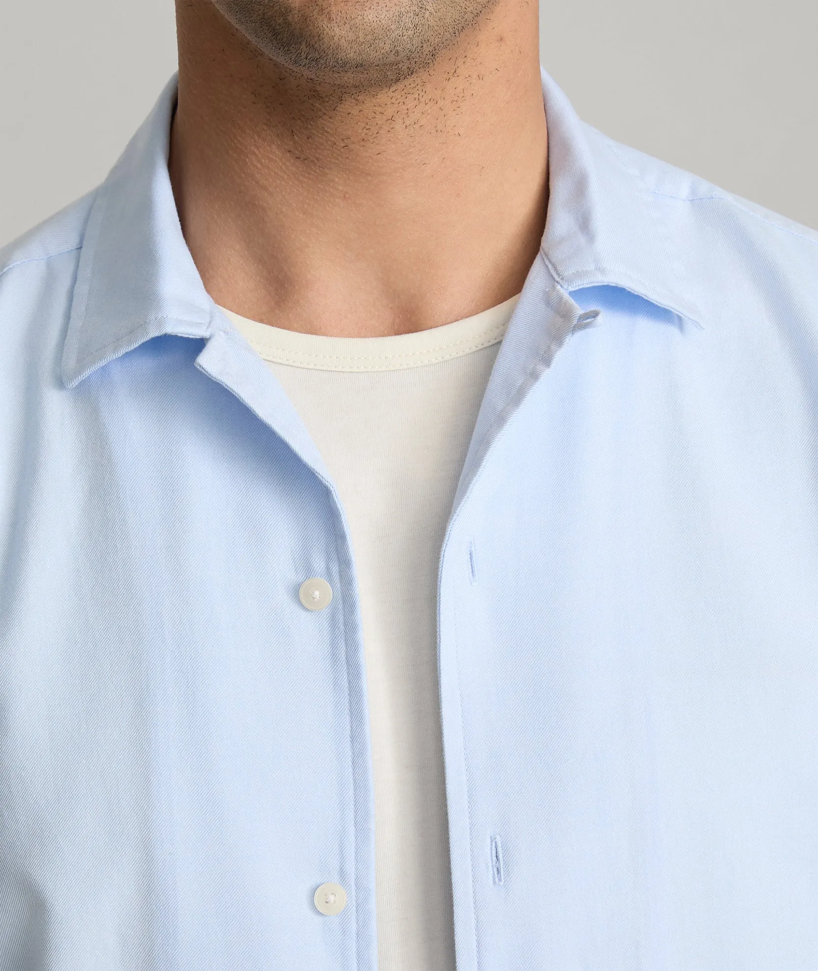 Cotton-Blend Short-Sleeve Hughes Shirt Downtown Fit