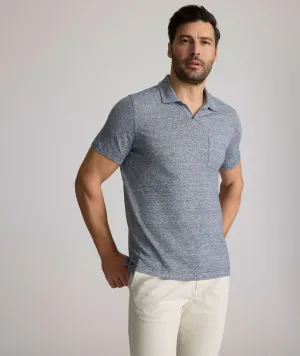 Cotton-Linen Johnny Collar Polo refined ease