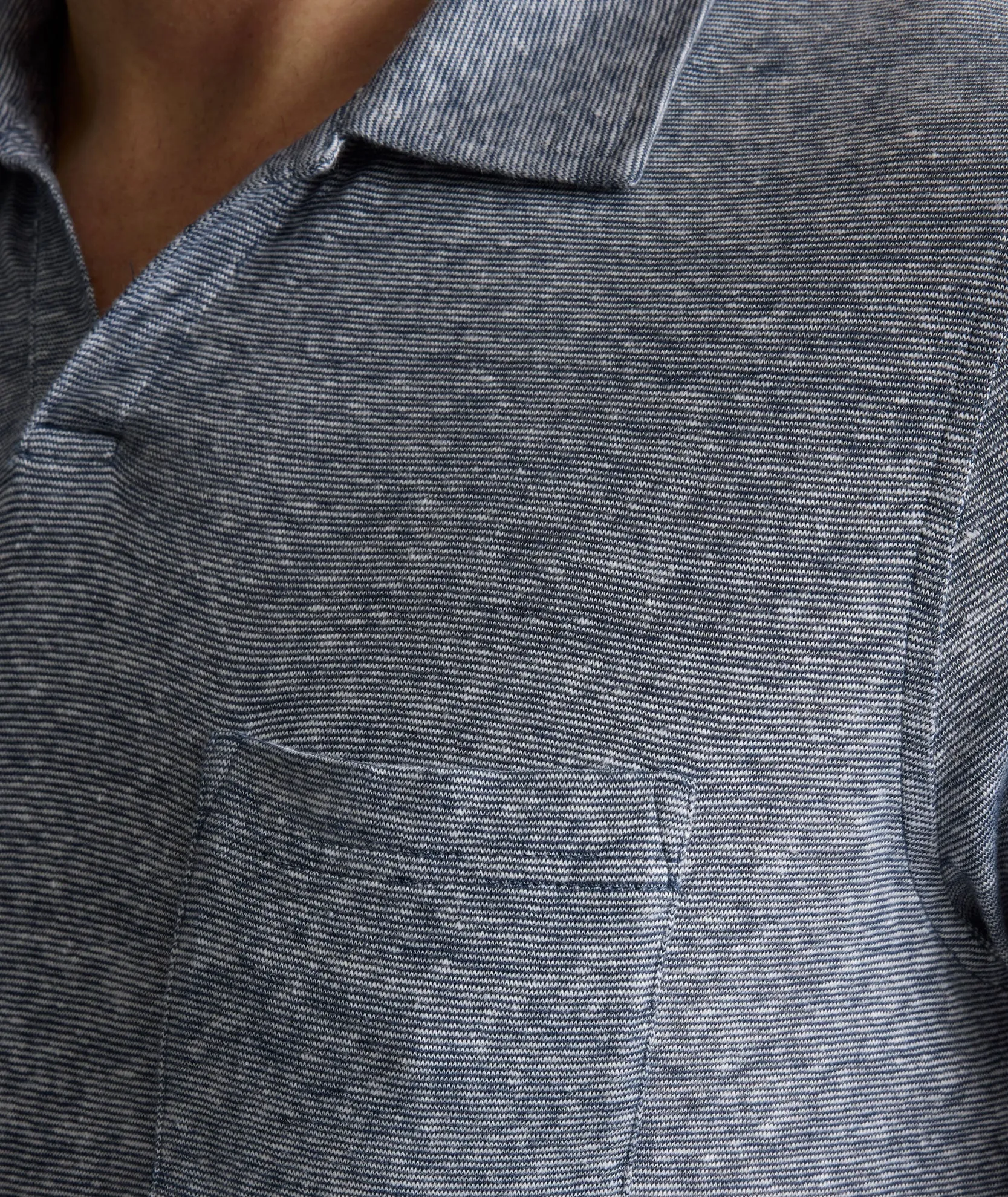 Cotton-Linen Johnny Collar Polo coastal feel