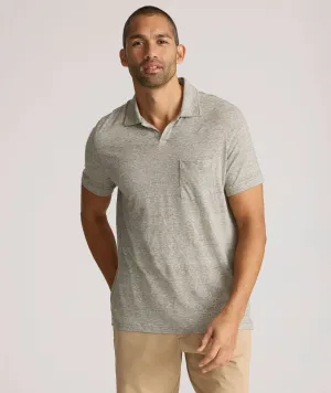 Cotton-Linen Johnny Collar Polo sunset look