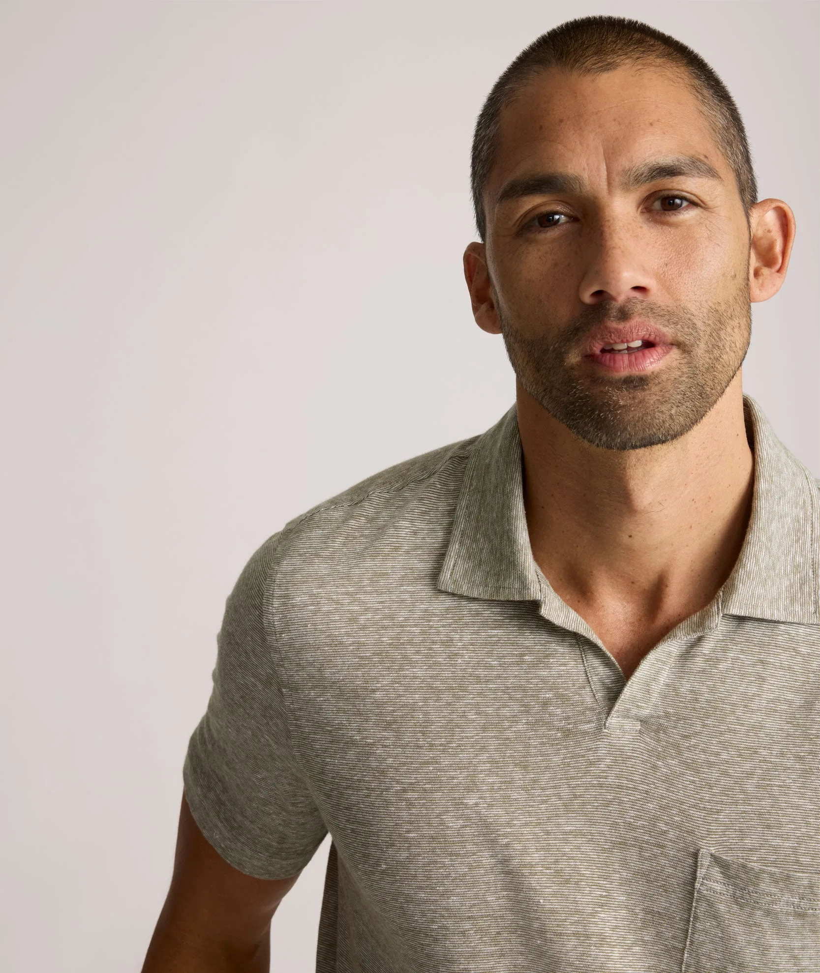 Cotton-Linen Johnny Collar Polo elevated ease
