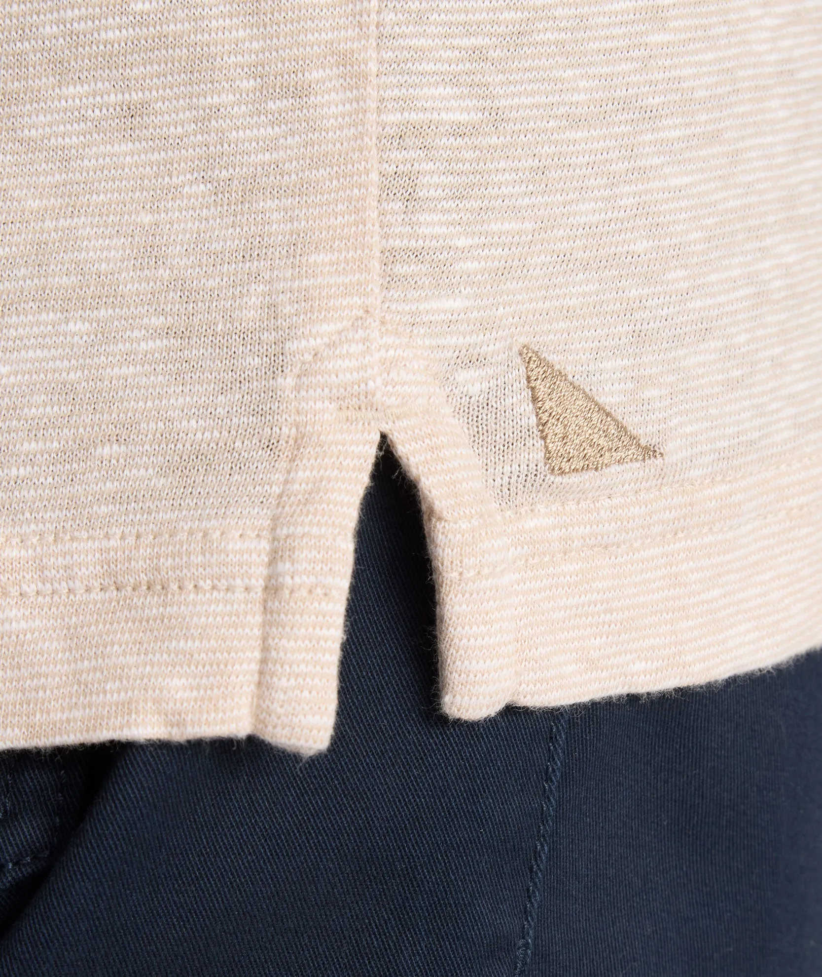 Cotton-Linen Johnny Collar Polo clean edge