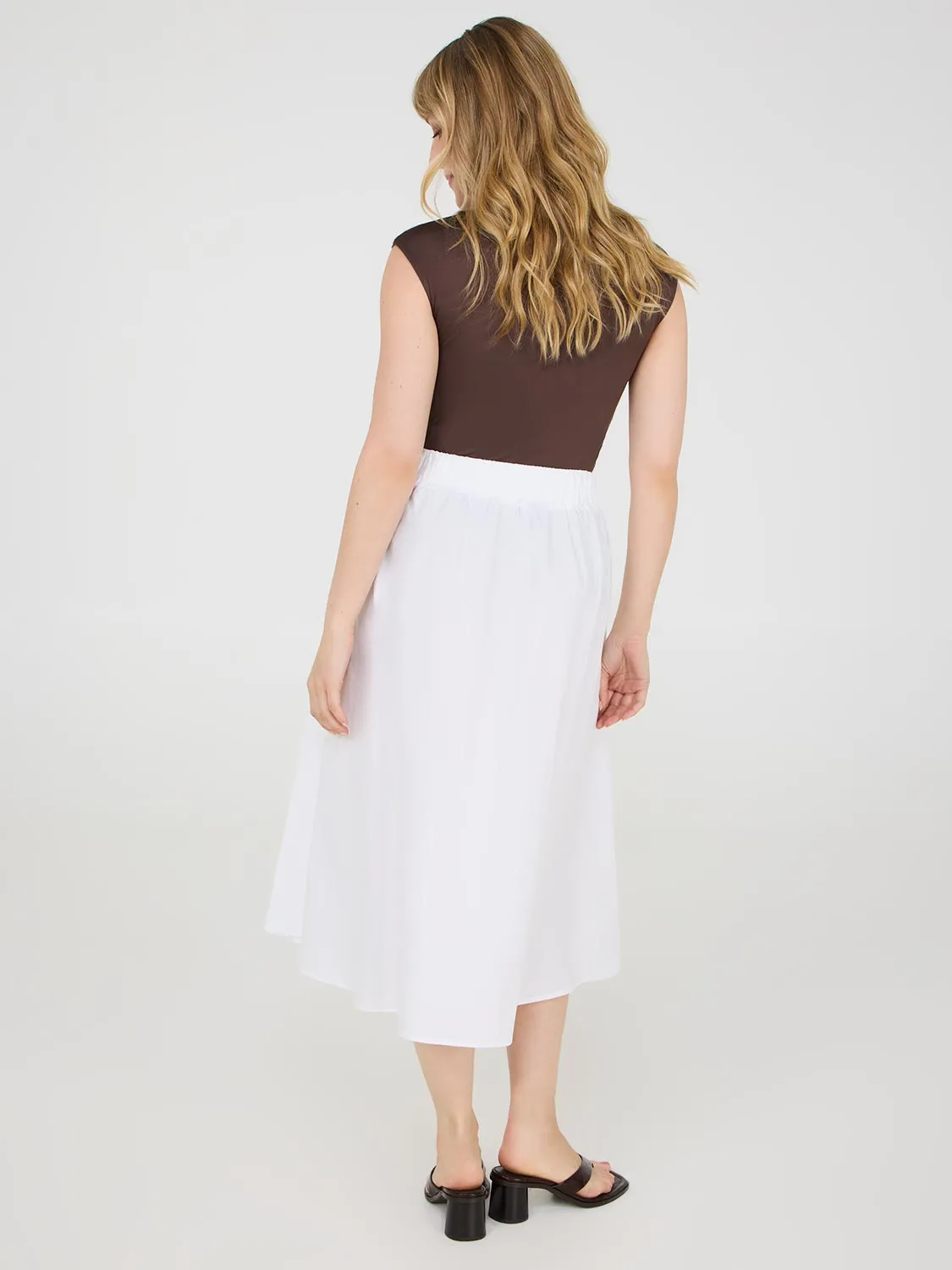 Cotton Poplin Midi Skirt With Pockets artsy vibe