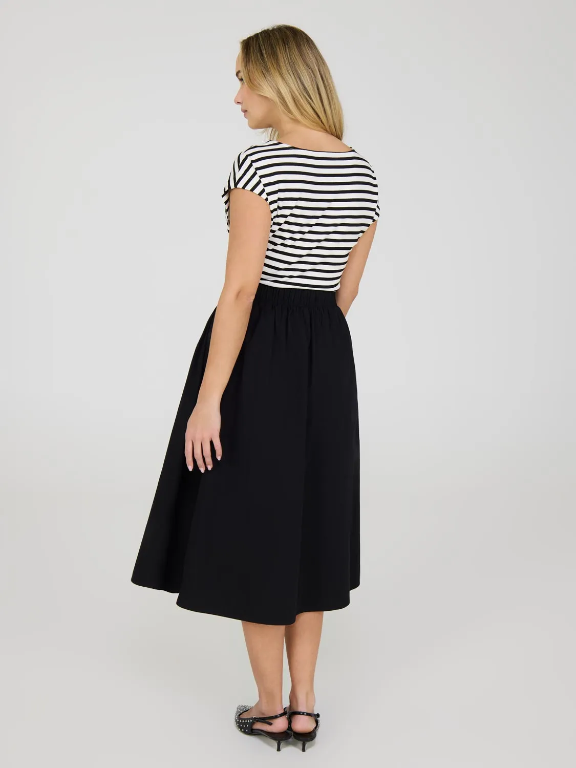 Cotton Poplin Midi Skirt With Pockets sweet cute
