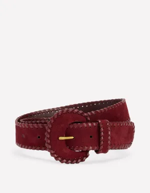 Covered Whipstitch Belt-Oxblood confident fit