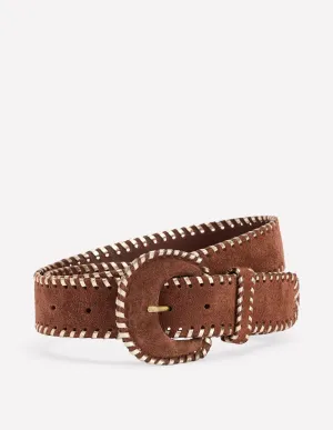 Covered Whipstitch Belt-Tan comfort fit