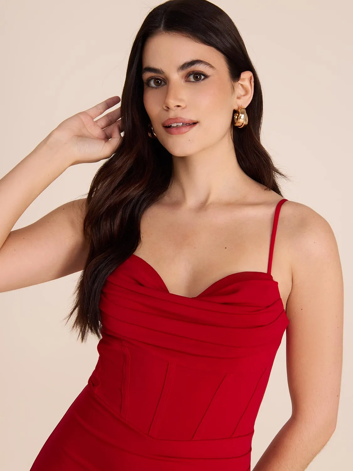 Cowl Neck Bustier Gown daily commute