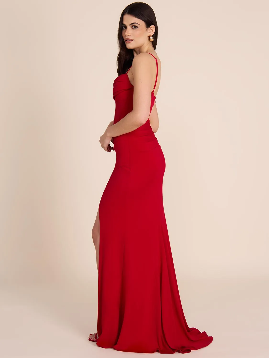 Cowl Neck Bustier Gown warm nostalgia