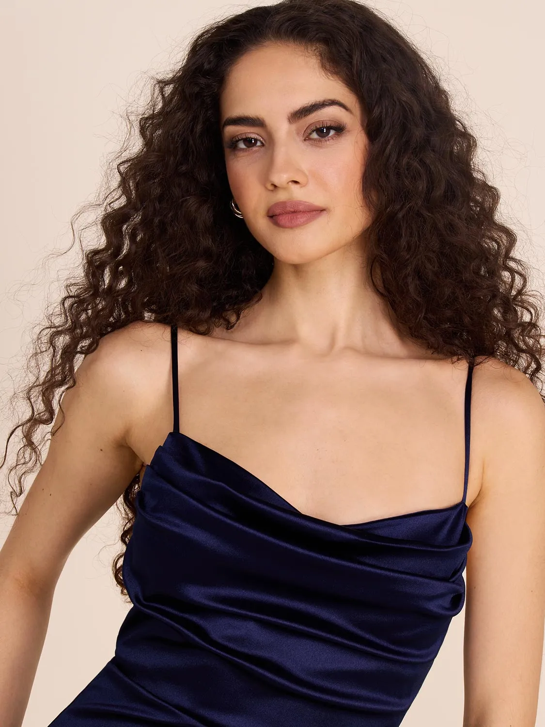 Cowl Neck Satin Gown formal dinner
