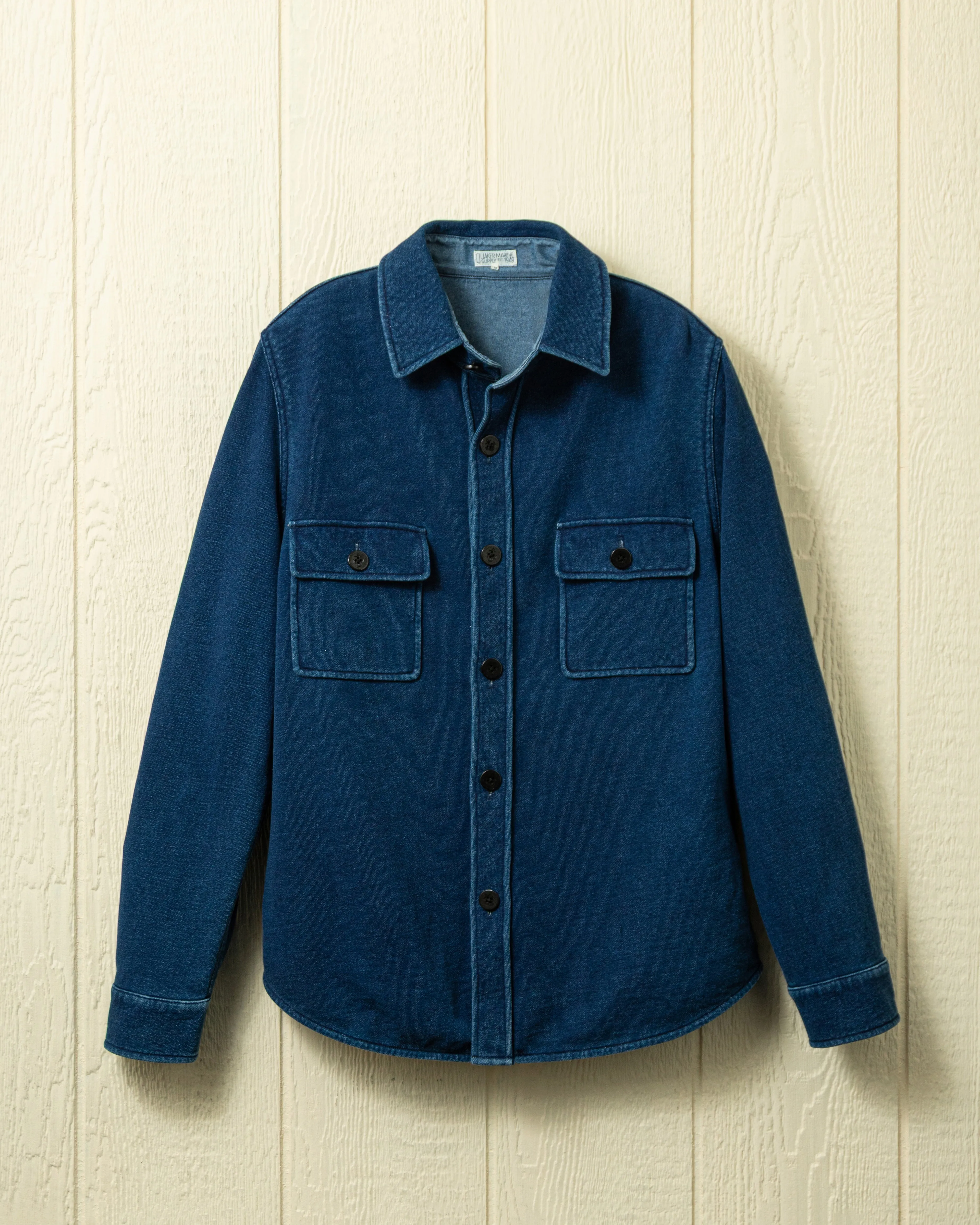 CPO Shirt Jacket in Dark Wash Indigo Loopback Terry after hike layer