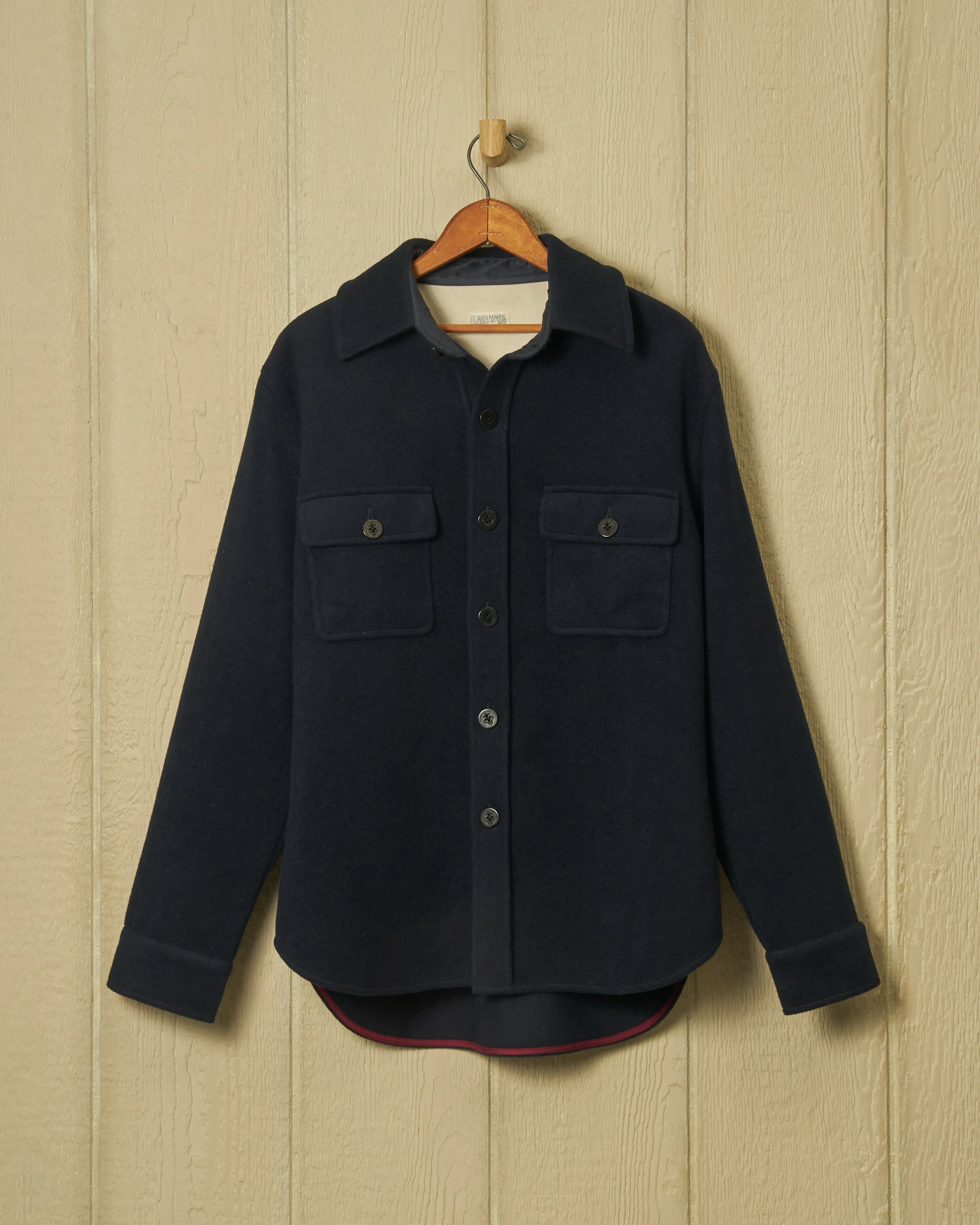 CPO Shirt Jacket in Navy Wool minimalist stormwear