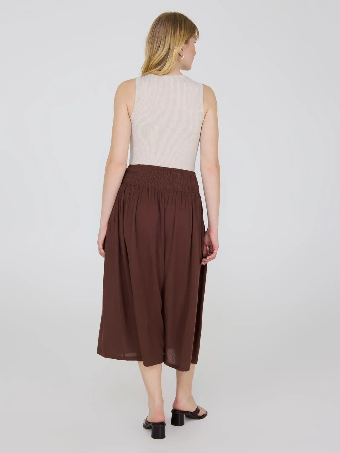 Crinkle Gauze Midi Skirt With Pockets fresh natural