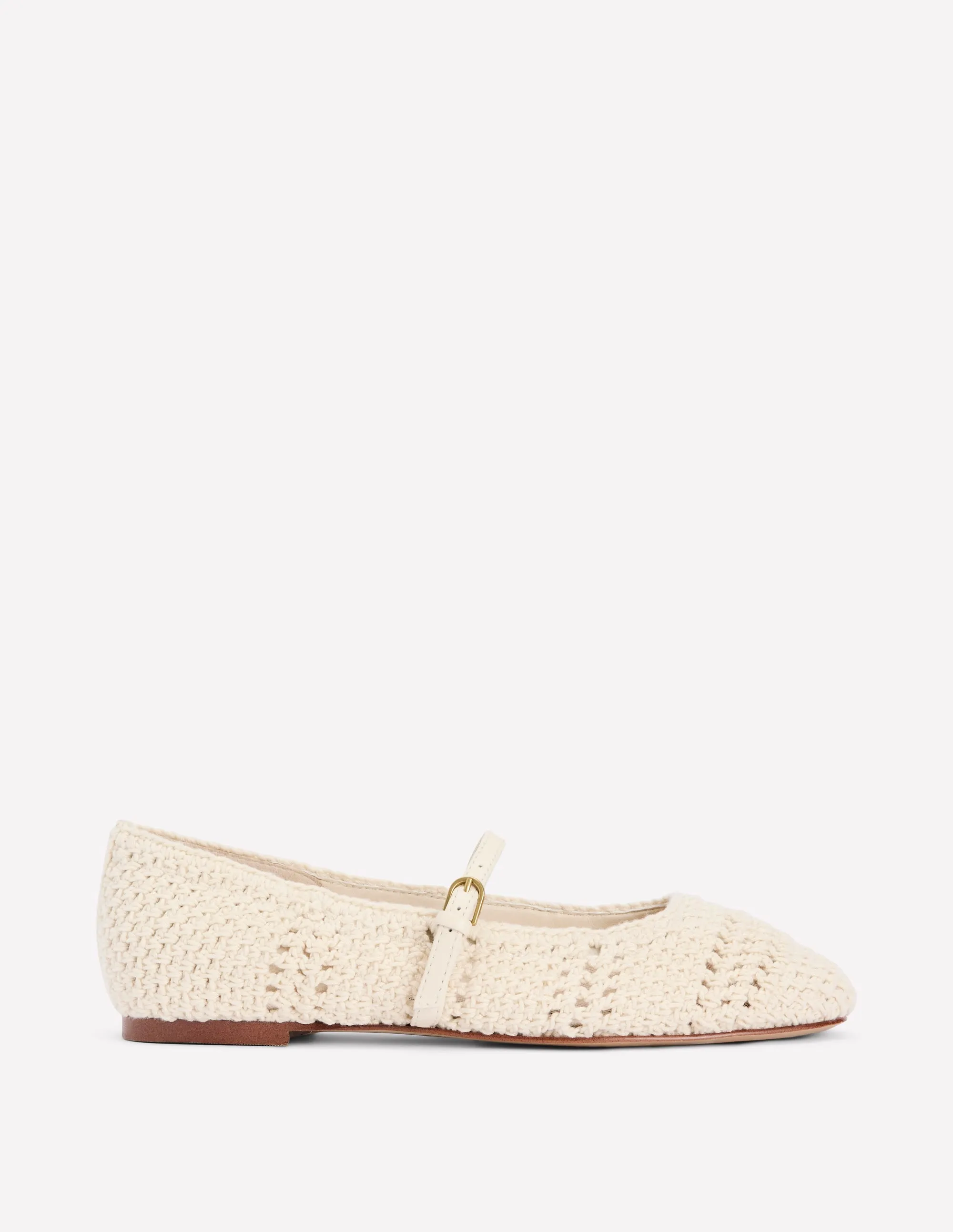 Crochet Mary Jane Flats-Ecru all ages