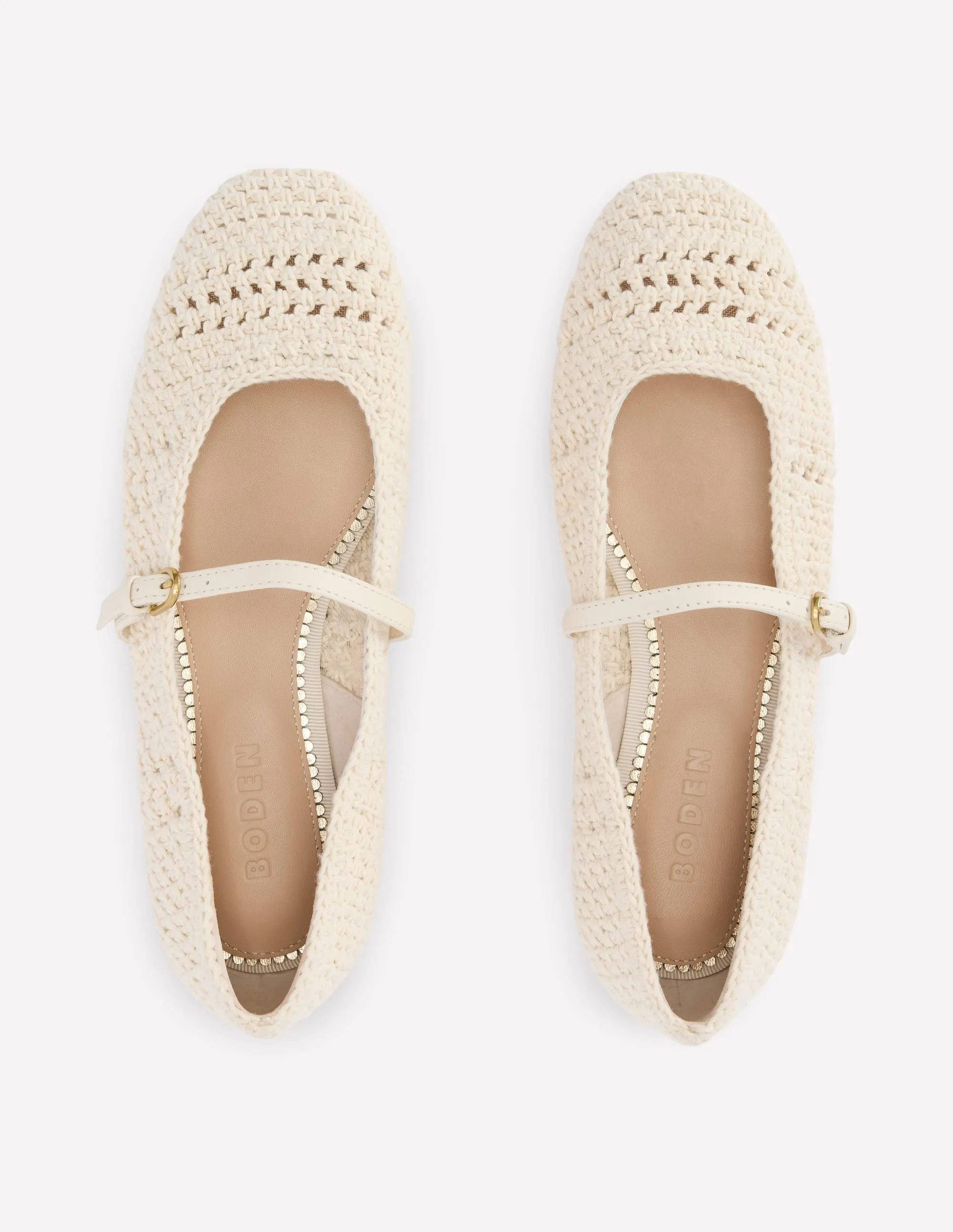 Crochet Mary Jane Flats-Ecru protection upgrade