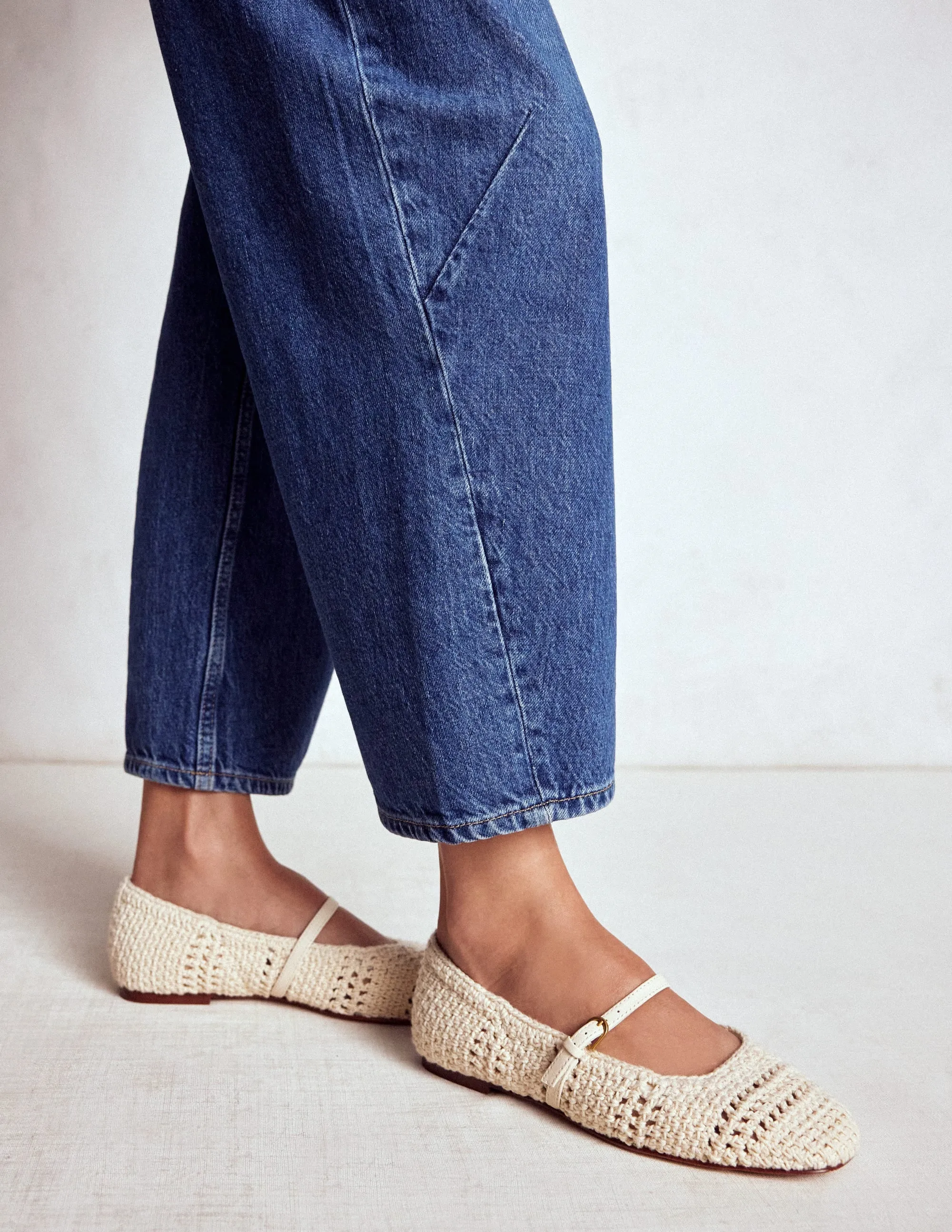 Crochet Mary Jane Flats-Ecru comfort feel
