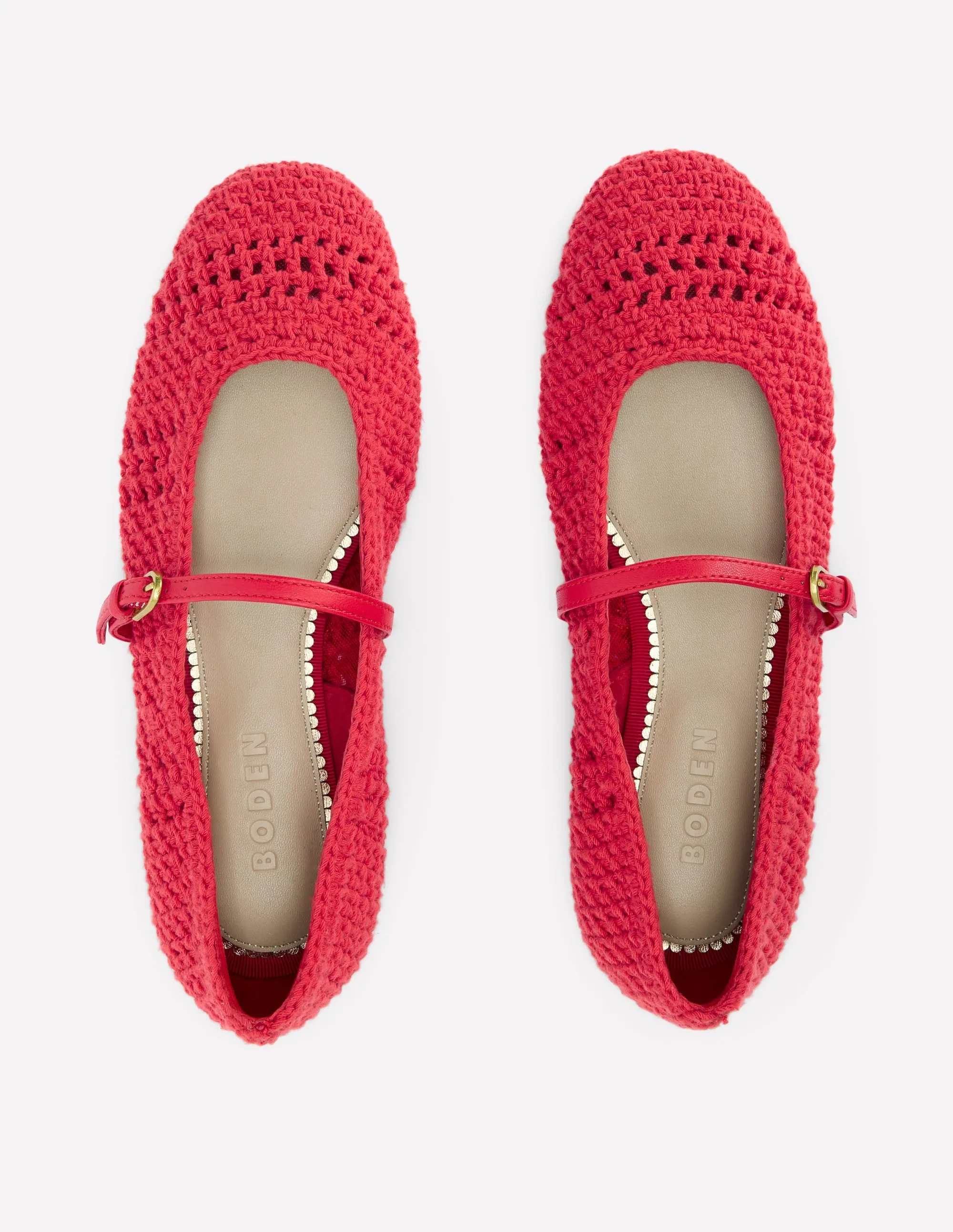 Crochet Mary Jane Flats-Post box Red easy travel