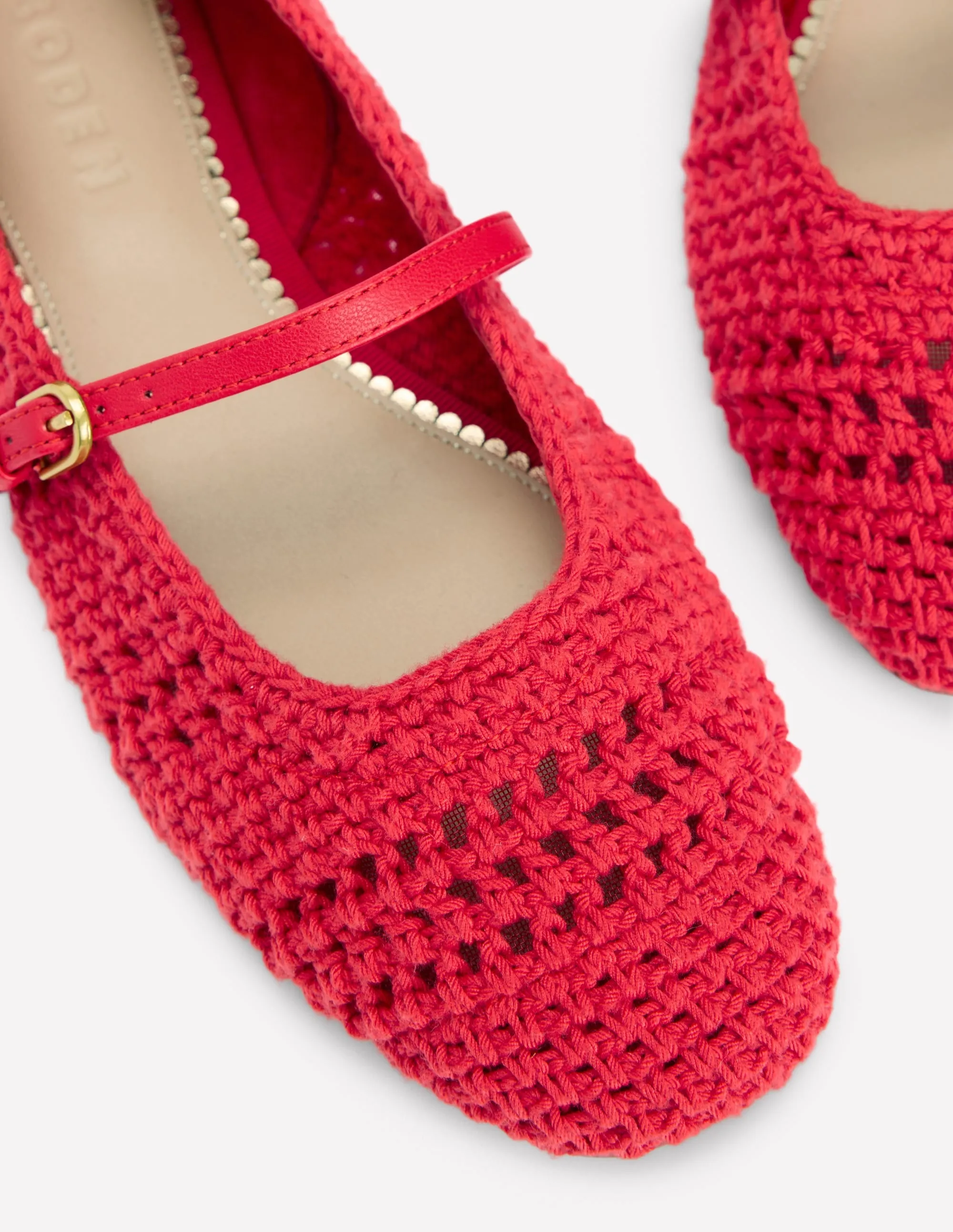Crochet Mary Jane Flats-Post box Red anti slip