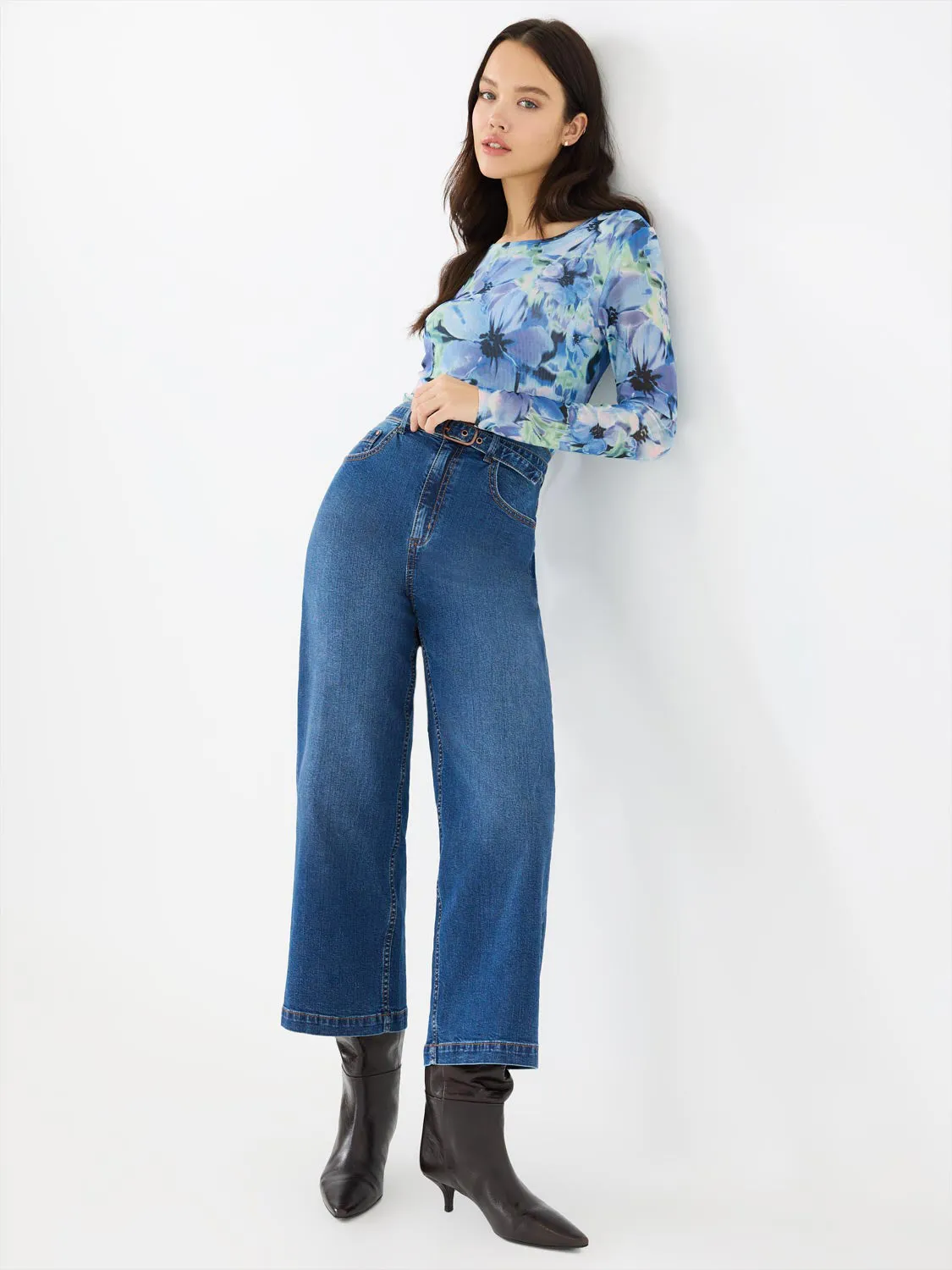 Cropped Wide-Leg Belted Jeans layer style