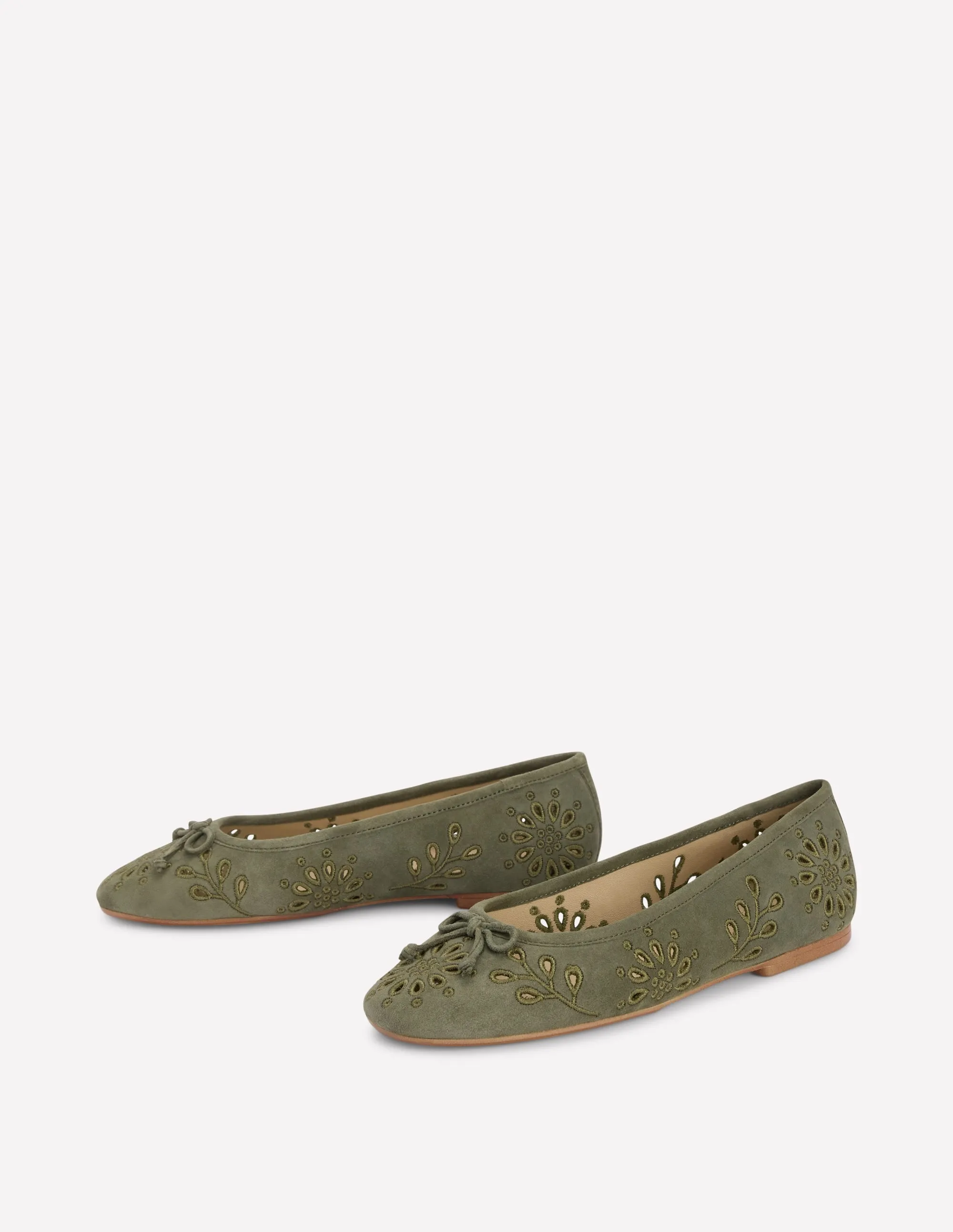 Cut Out Ballet Flats-Deep Olive summer cool