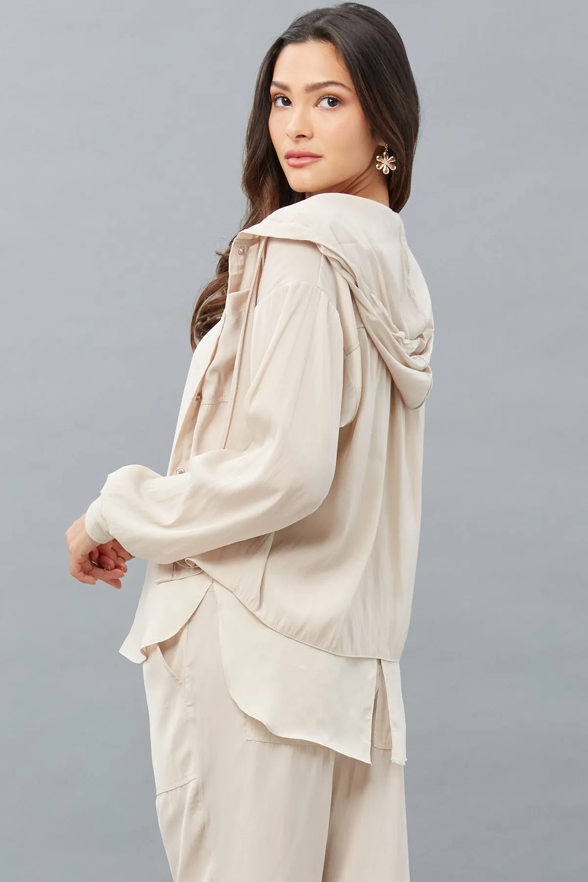 D-Satin Cropped Hoodie classic mood fit