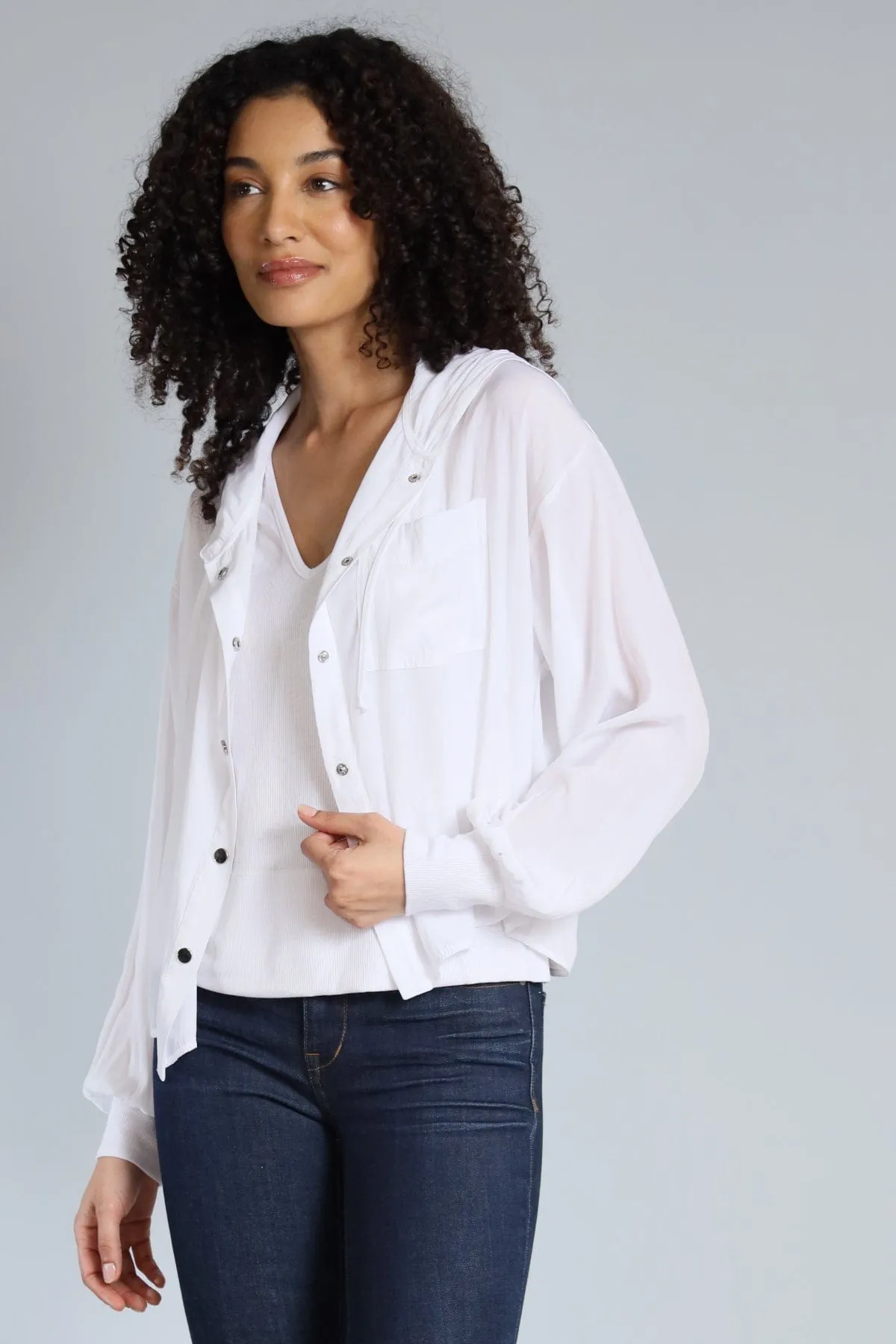 D-Satin Cropped Hoodie relaxed fit layer