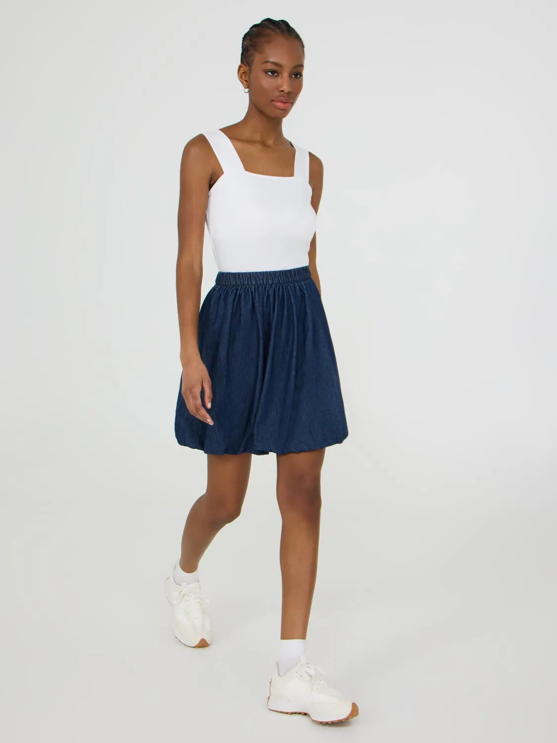Denim Bubble Hem Skirt fine texture