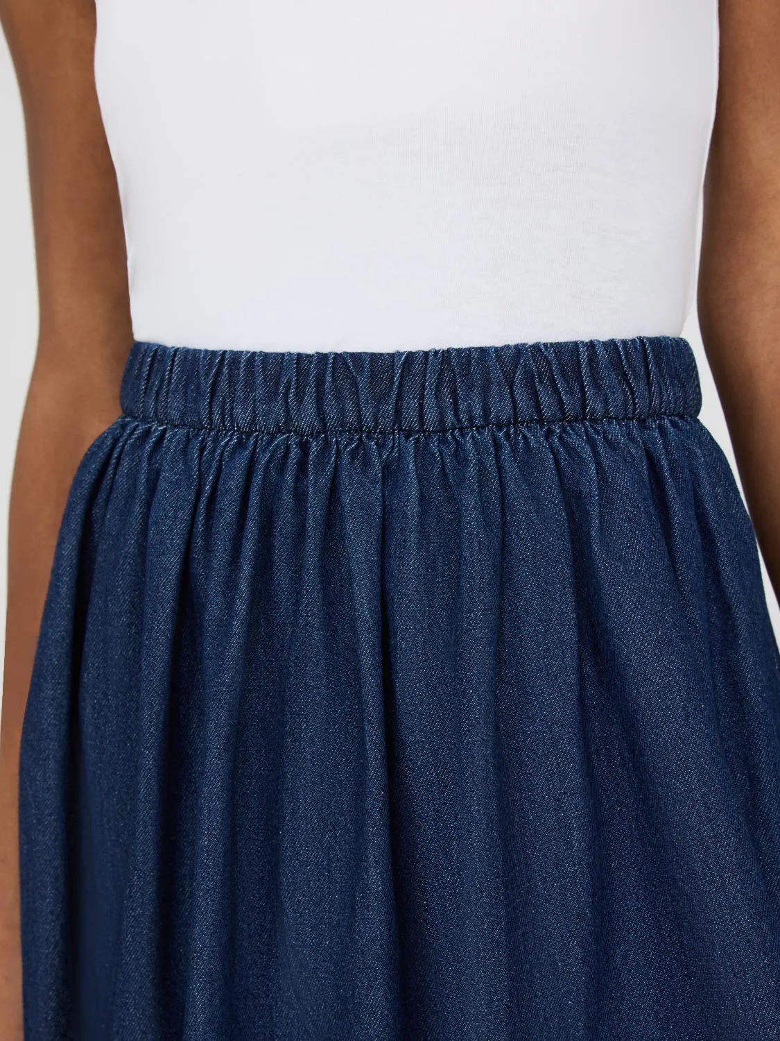 Denim Bubble Hem Skirt light flow