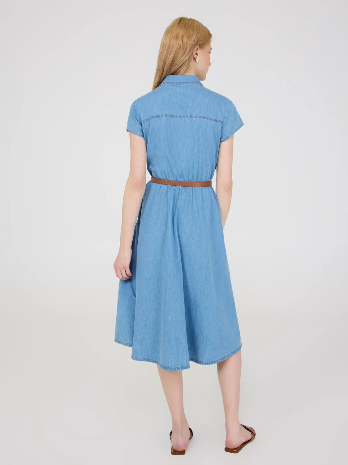 Denim Midi Shirt Dress relaxed wear