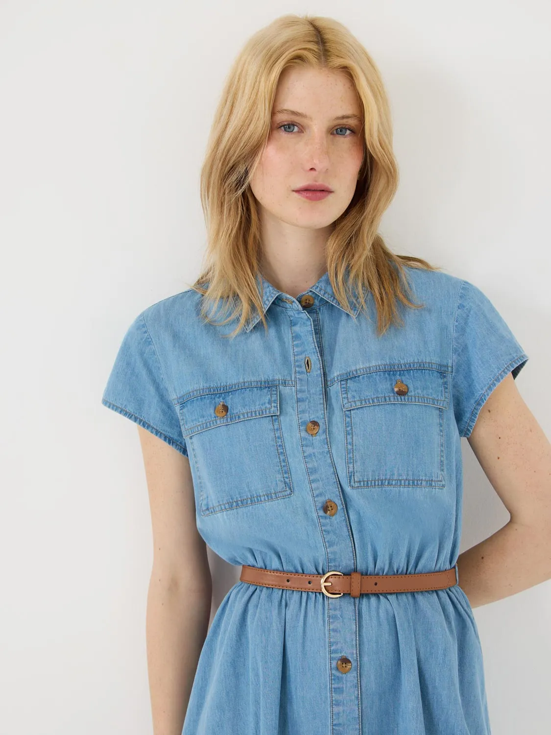 Denim Midi Shirt Dress laid back