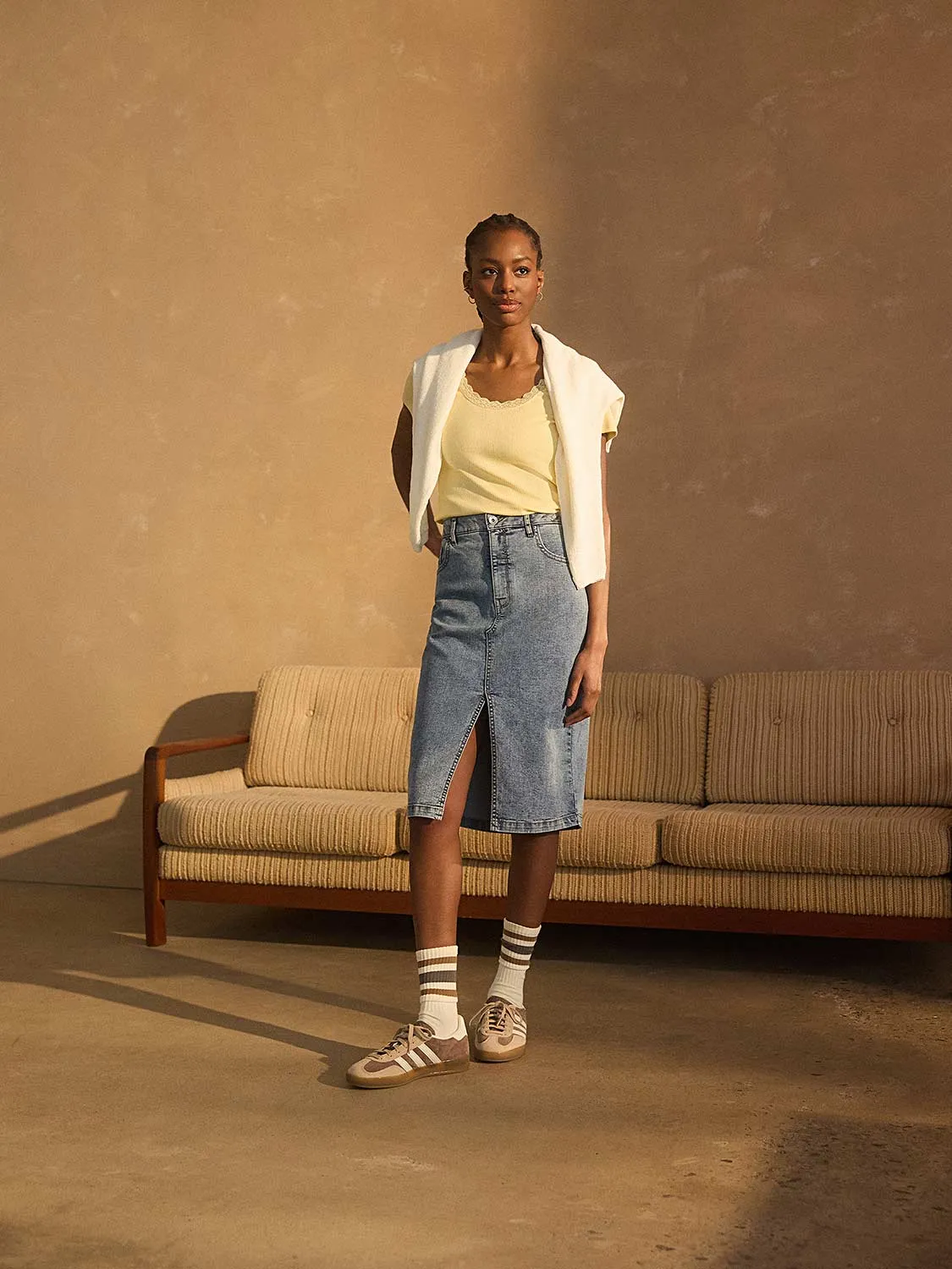 Denim Pencil Skirt natural feel
