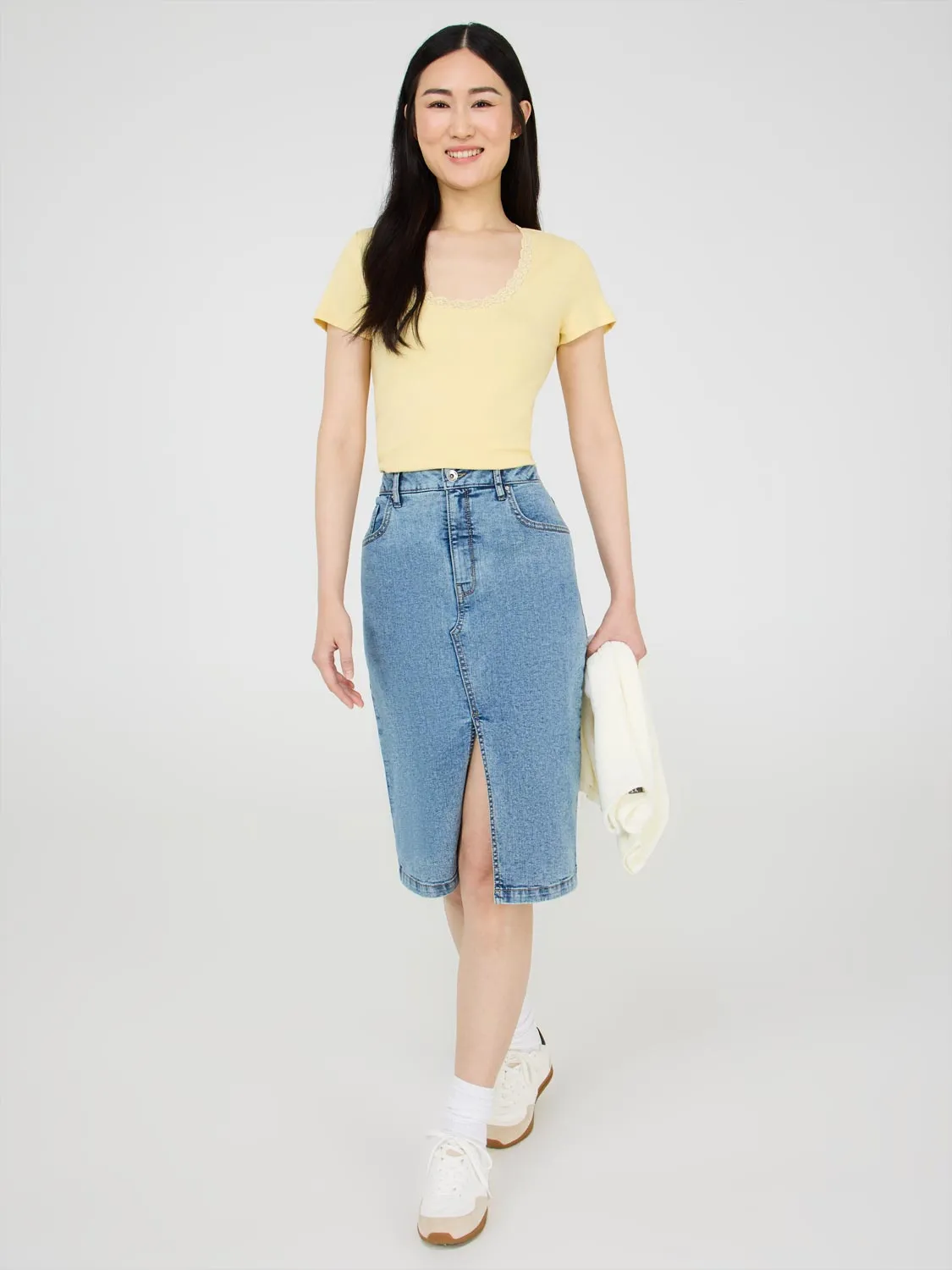 Denim Pencil Skirt unique print
