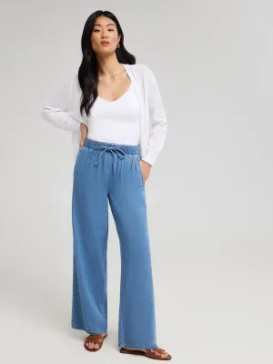 Denim Wide-Leg Pants distressed style