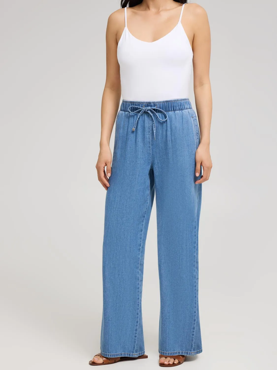 Denim Wide-Leg Pants durable wear