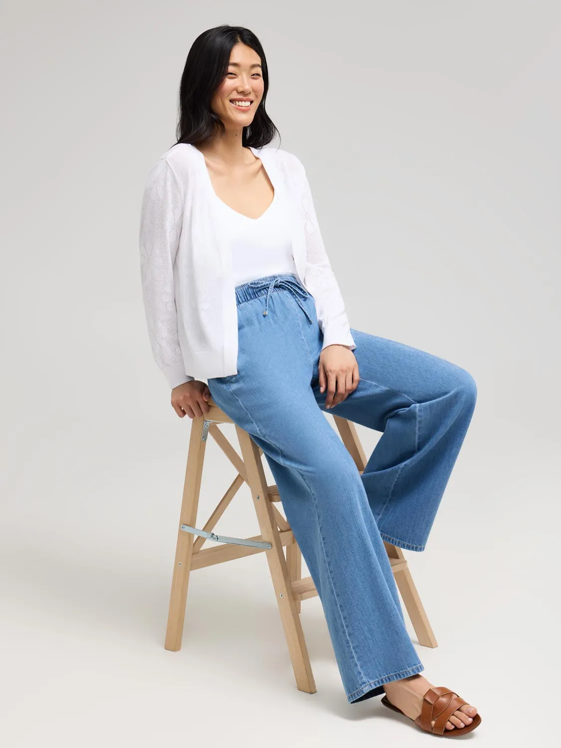 Denim Wide-Leg Pants autumn warm