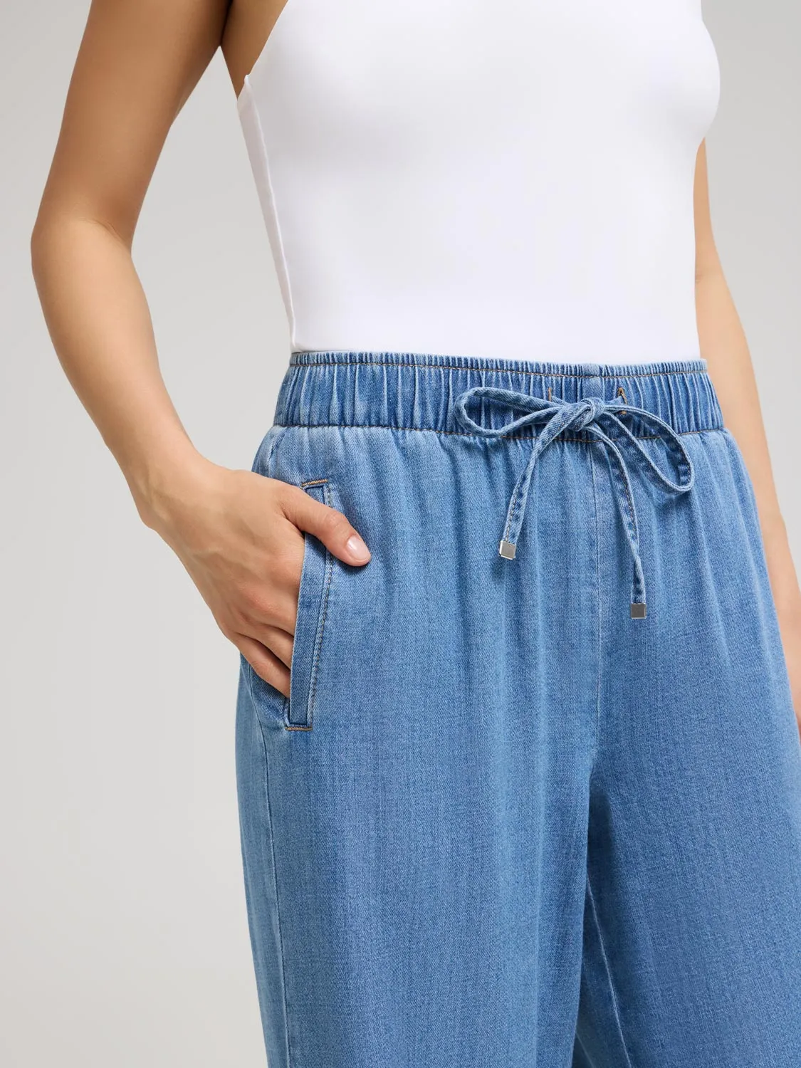 Denim Wide-Leg Pants sport comfort