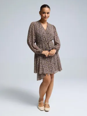 Ditsy Floral Fit & Flare Mini Chiffon Dress simple design