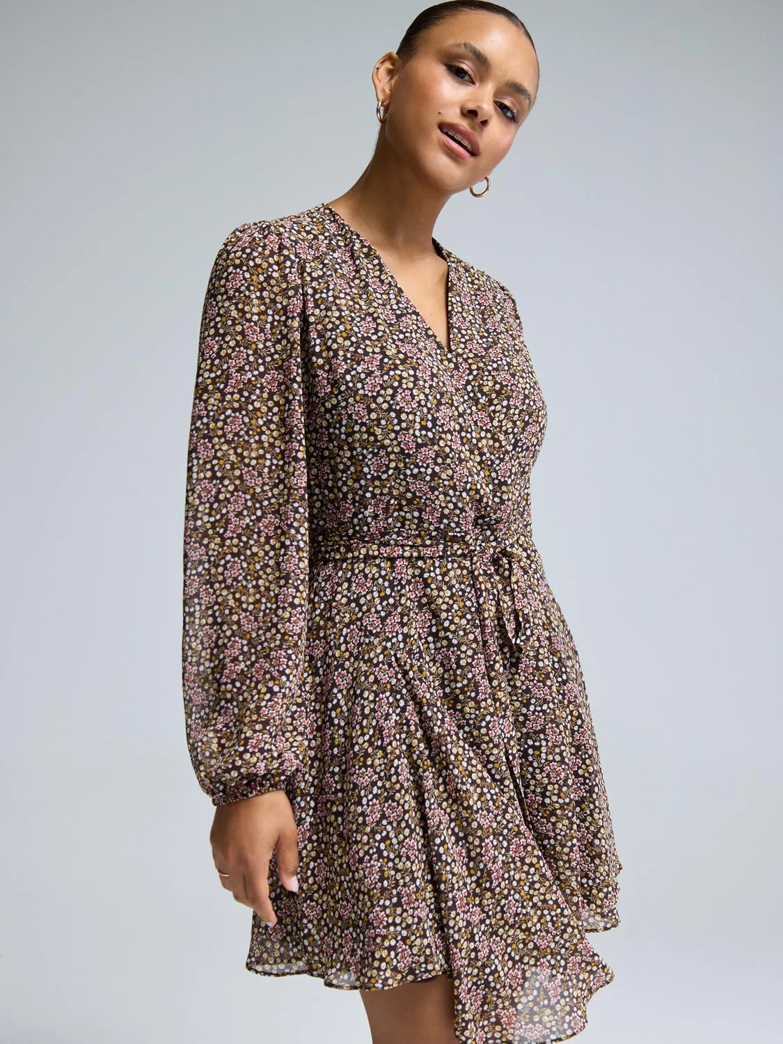 Ditsy Floral Fit & Flare Mini Chiffon Dress free spirit