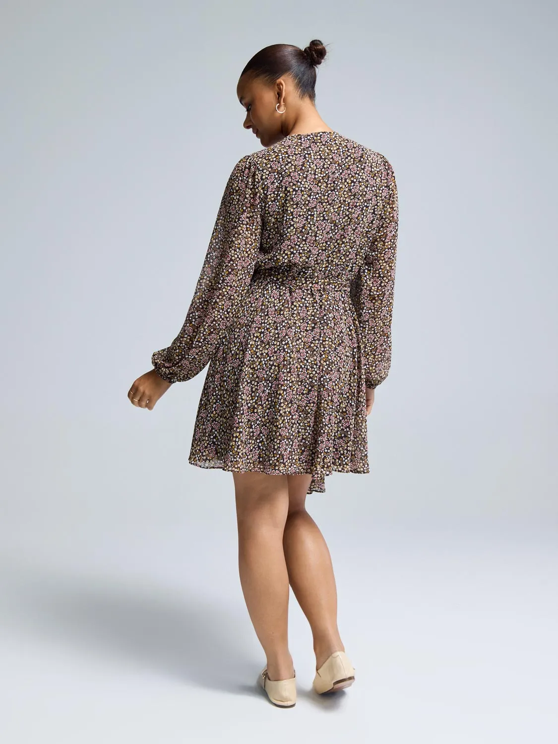 Ditsy Floral Fit & Flare Mini Chiffon Dress summer vibe