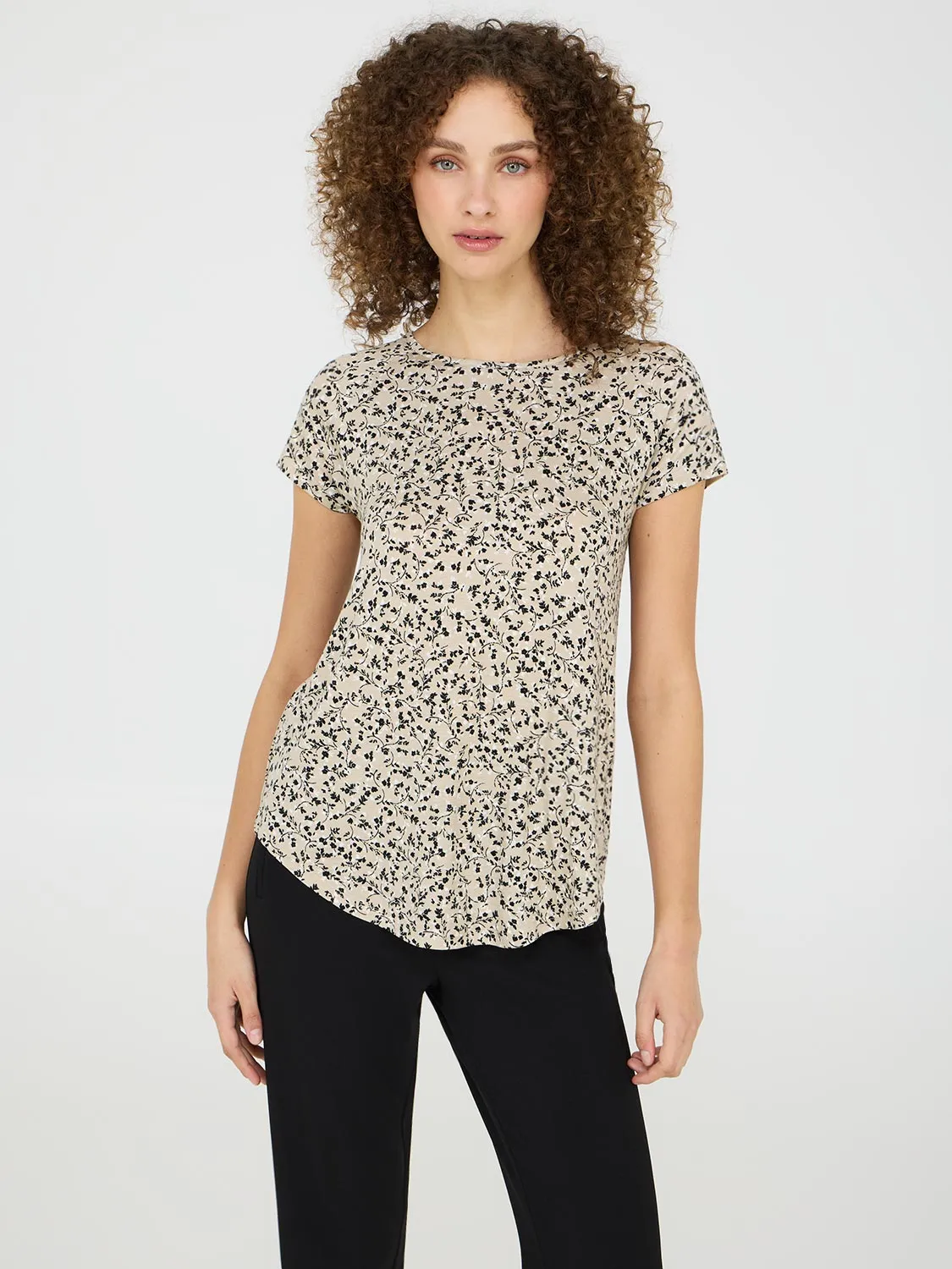 Ditsy Floral Print Raglan Sleeve T-Shirt Urban Basics