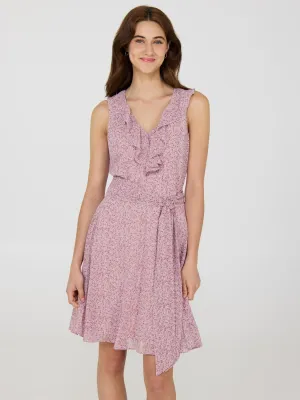 Ditsy Floral Ruffle V-Neck Chiffon Mini Dress street fashion