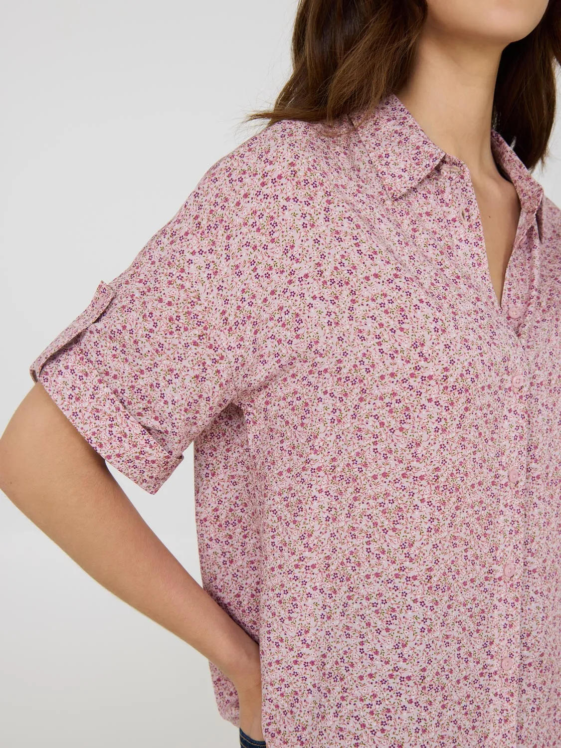 Ditsy Print Short Sleeve Blouse Playful Looks