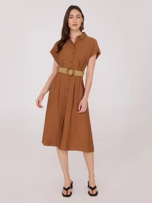 Dolman Sleeve Button-Up Shirt Dress fashion casual