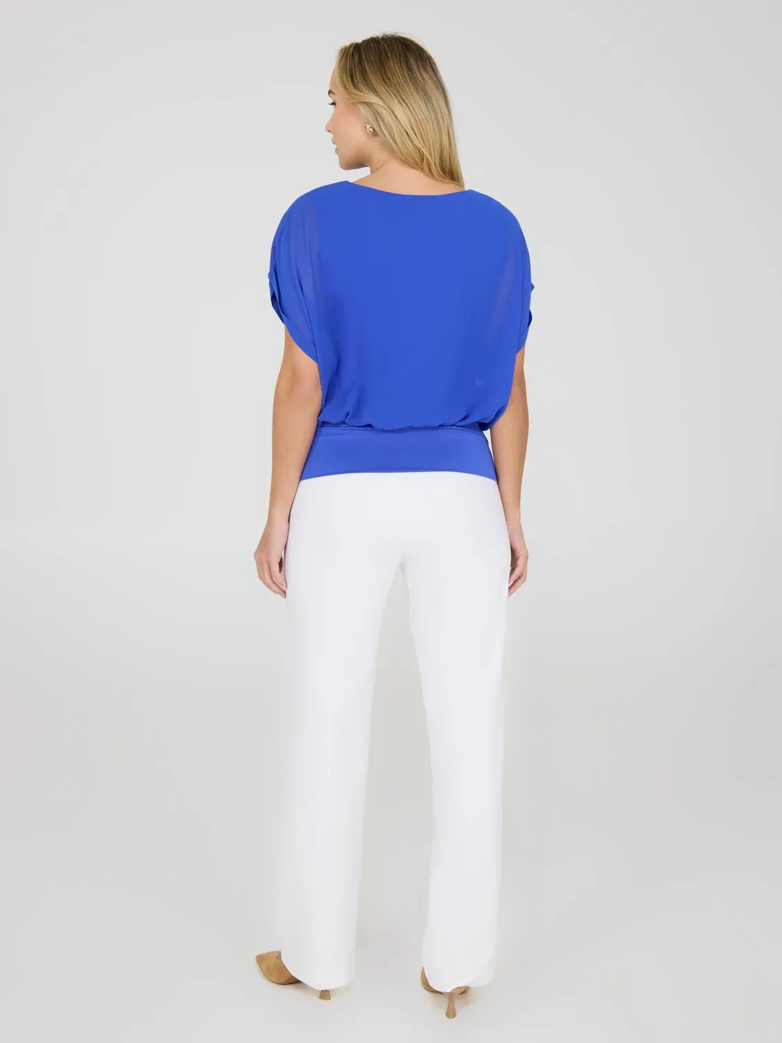 Dolman Sleeve Chiffon Top With Cami Layer Star