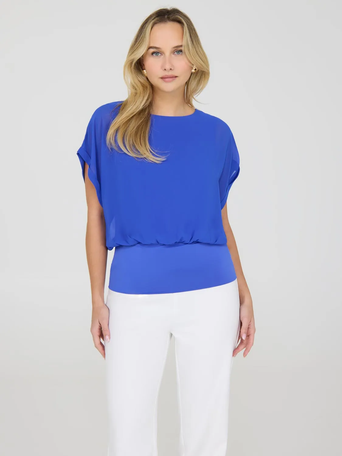 Dolman Sleeve Chiffon Top With Cami Ready Mood