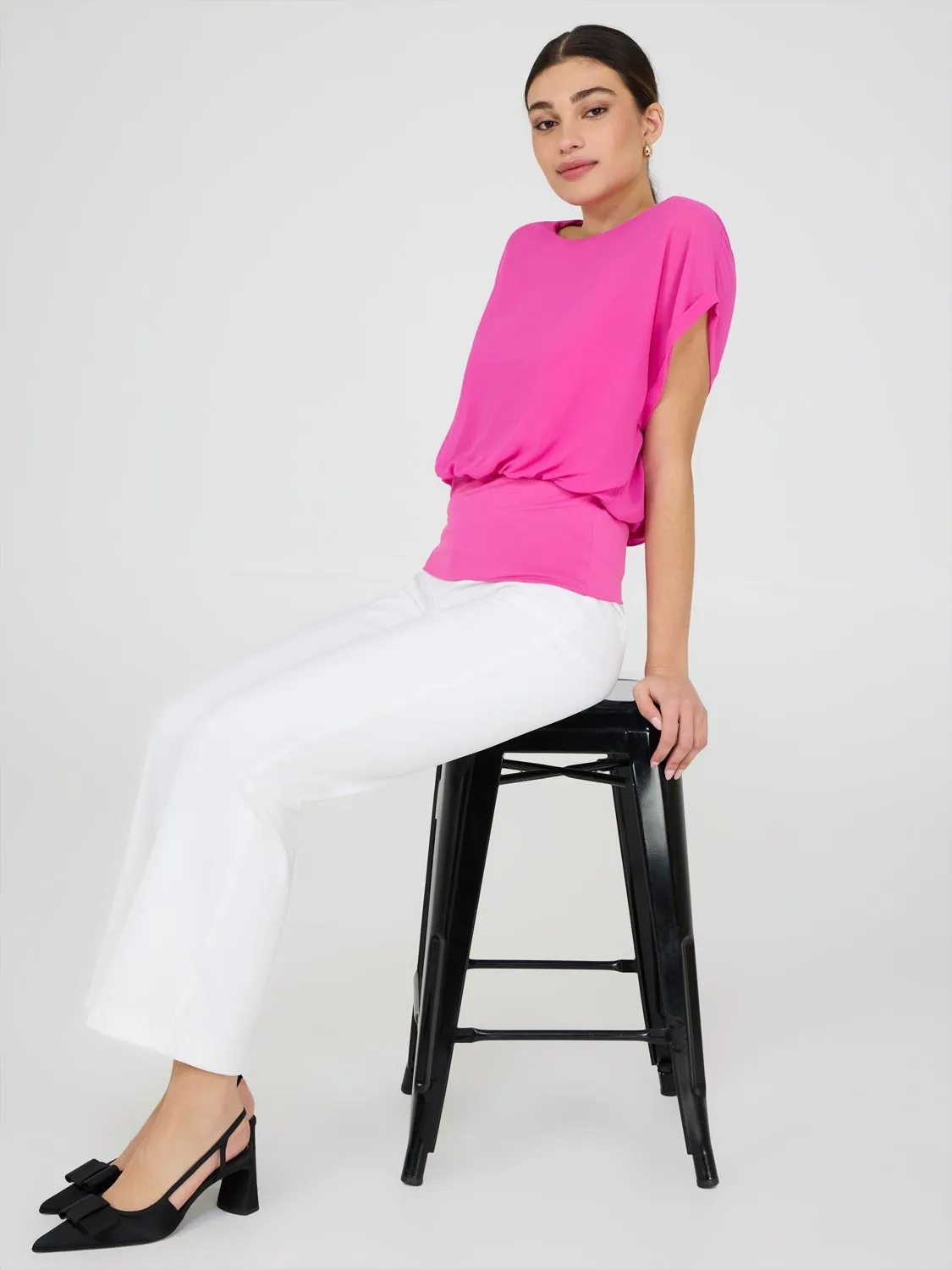 Dolman Sleeve Chiffon Top With Cami Timeless Looks