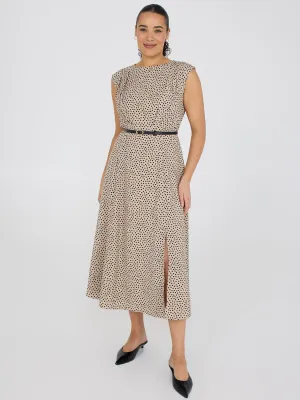 Dot Print A-Line Belted Dress easy fashion