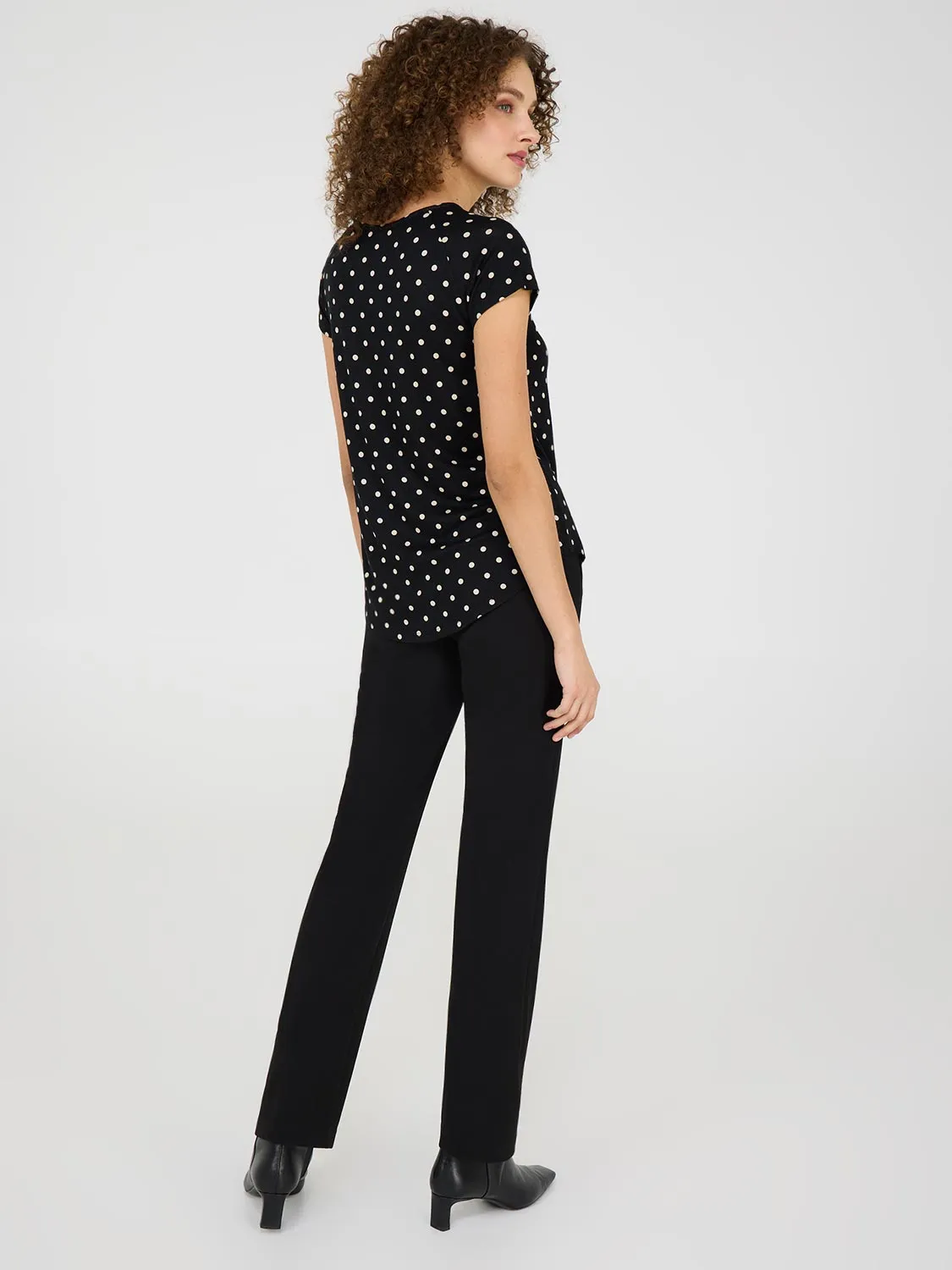 Dot Print Raglan Sleeve T-Shirt Retro Mood