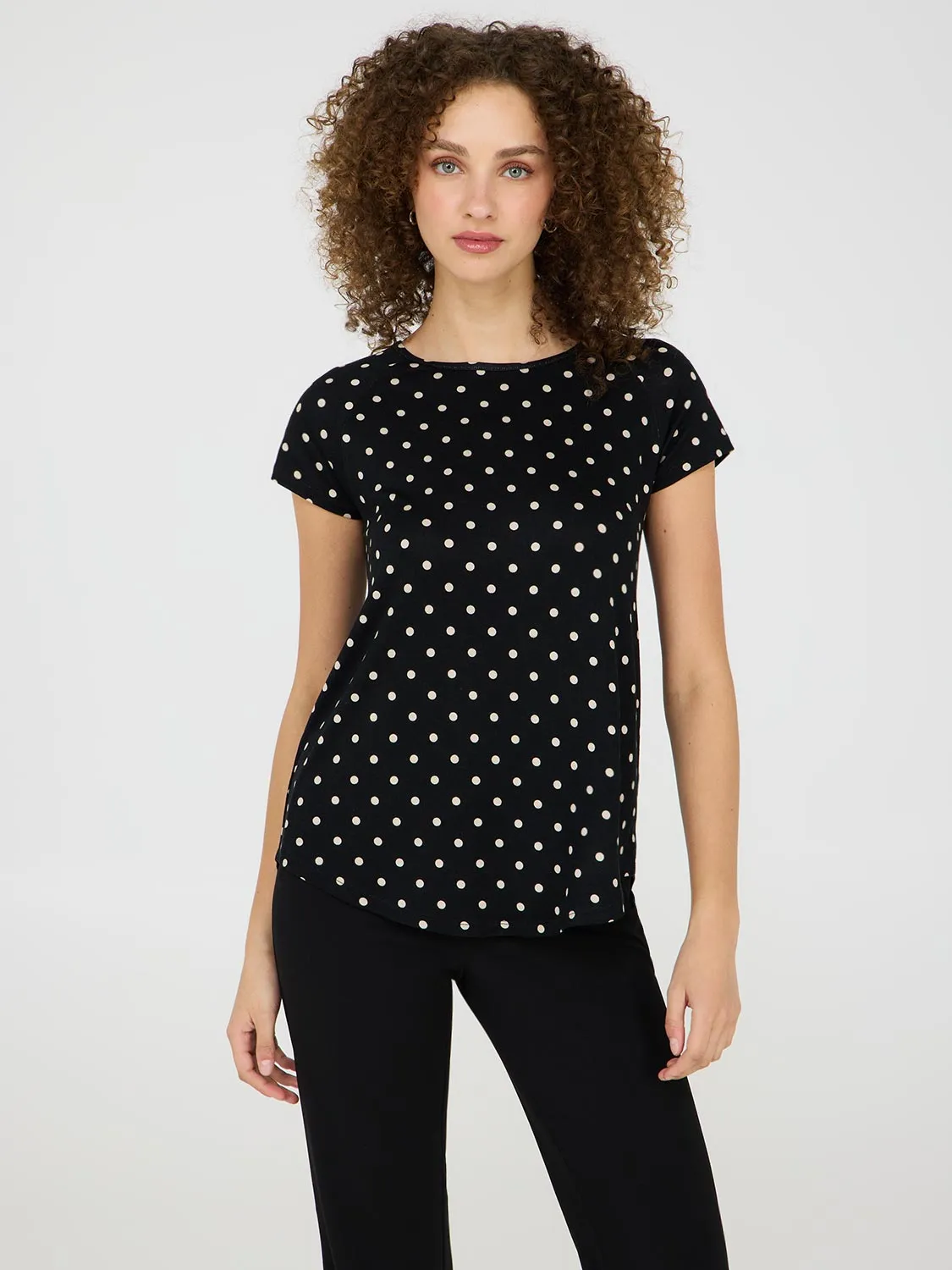 Dot Print Raglan Sleeve T-Shirt Live Bright